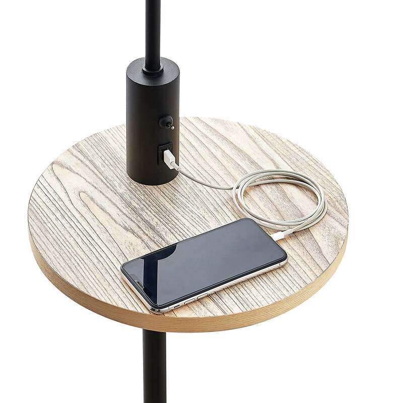 Lindby Stehlampe Zinia LED Lampe mit Ablage USB-Anschluss schwarz 160cm hoch - 4251911702422