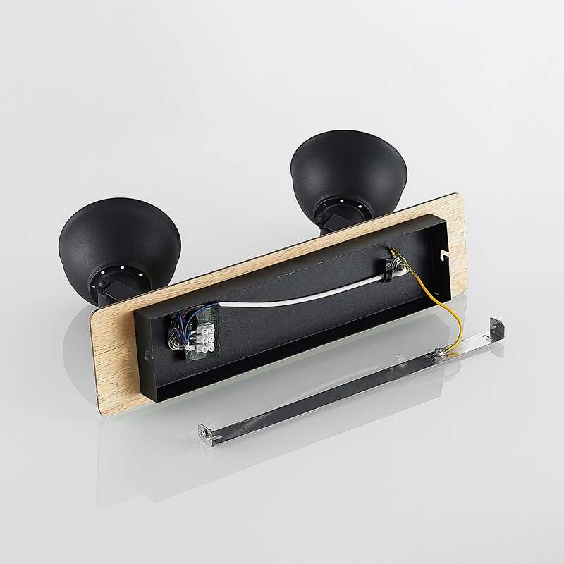 Lindby Deckenlampe Aylis 2-flg 40 cm schwarz Holz E14 drehbar schwenkbar - 4251096577747