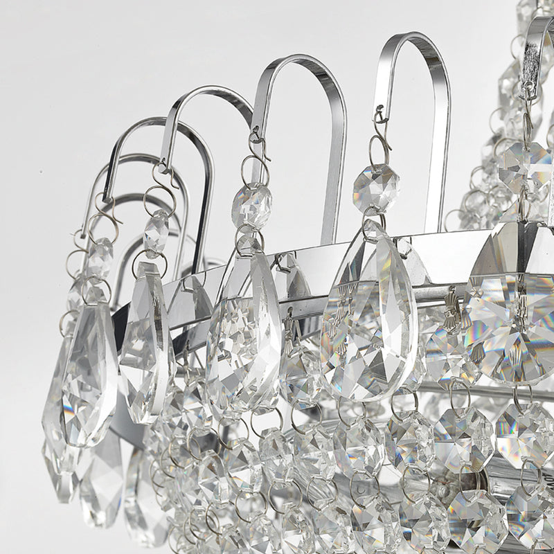 Lindby Kronleuchter Casparia LED Hängelampe Kristall dimmbar chromfarben Ø44cm - 4251096509366