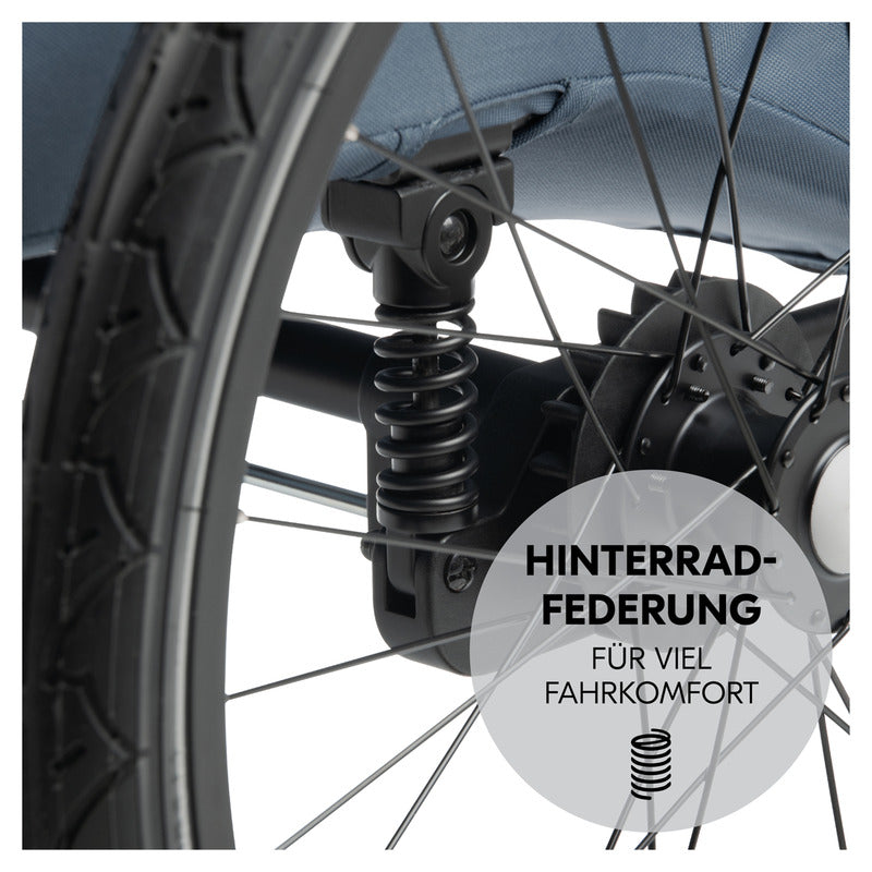 Hauck Dryk Duo Plus Fahrradanhänger Buggy Dunkelblau für 1-2 Kinder - 4007923515075