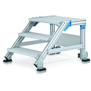 B-Ware Zarges Treppenpodest Arbeitspodest fahrbar Plattform 4 Stufen mobil 60 cm 0,99 m
