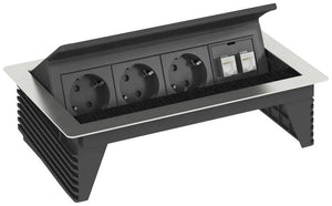 B-Ware OBO Bettermann 6116806 Tischsteckdose Schwarz Silber Schutzkontakt Steckdose