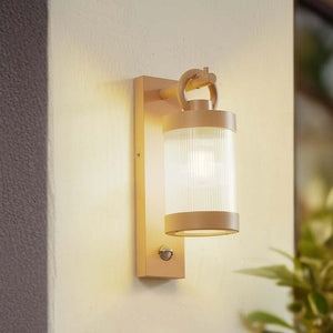 B-Ware Lindby  Außenwandleuchte Lampe Sensor Yrene beige Riffle 20 cm