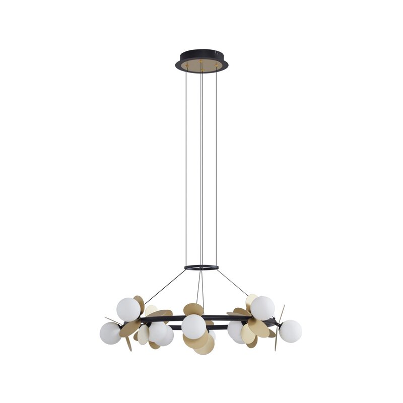 Lucande Pendelleuchte Hängeleuchte LED Pallo Glas Esszimmer schwarz gold dimmbar - 4251911775877