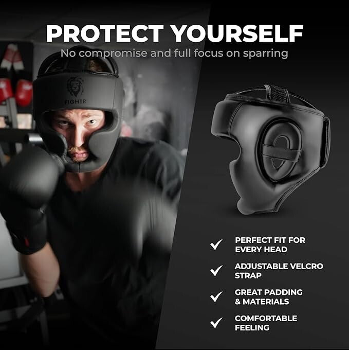 Luchador Boxhelm mit optimaler Passform | Boxschutz für Sparring schwarz S/M - 4260723851075