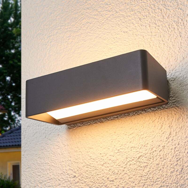 Lucande Außenwandleuchte Midvig LED Gartenlampe anthrazit IP65 25cm 11W 1000lm - 4251096527612