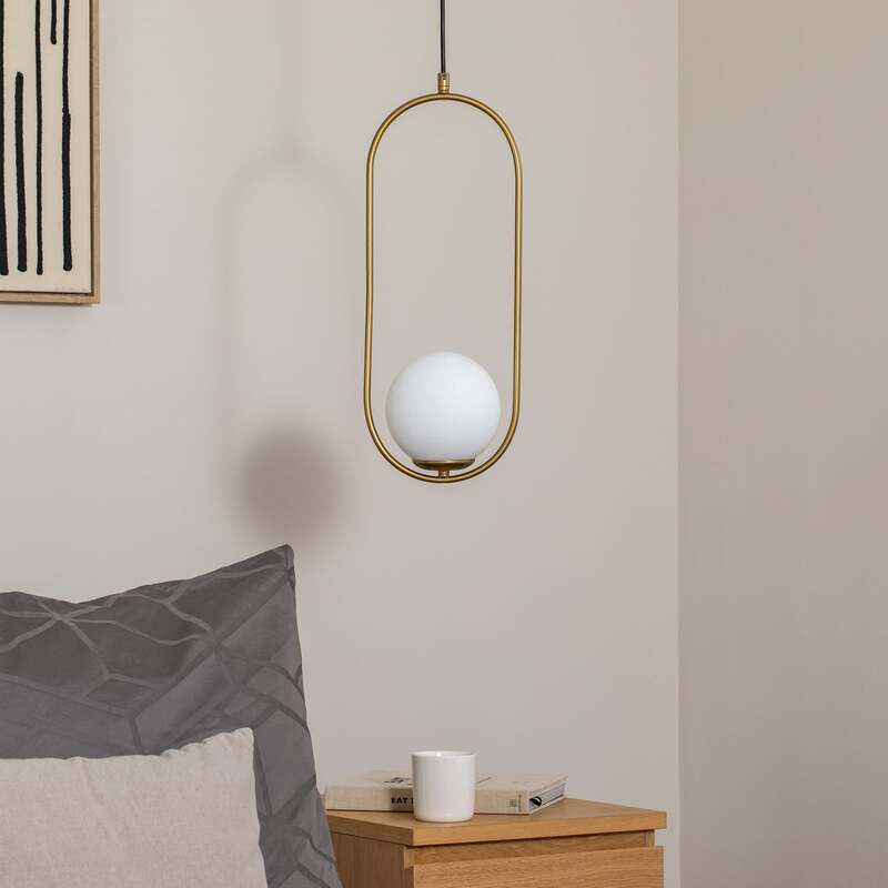 Hängeleuchte Mudoni gold/weiß E27 dimmbar Designer Lampe Pendelleuchte 53cm - 8684283471829