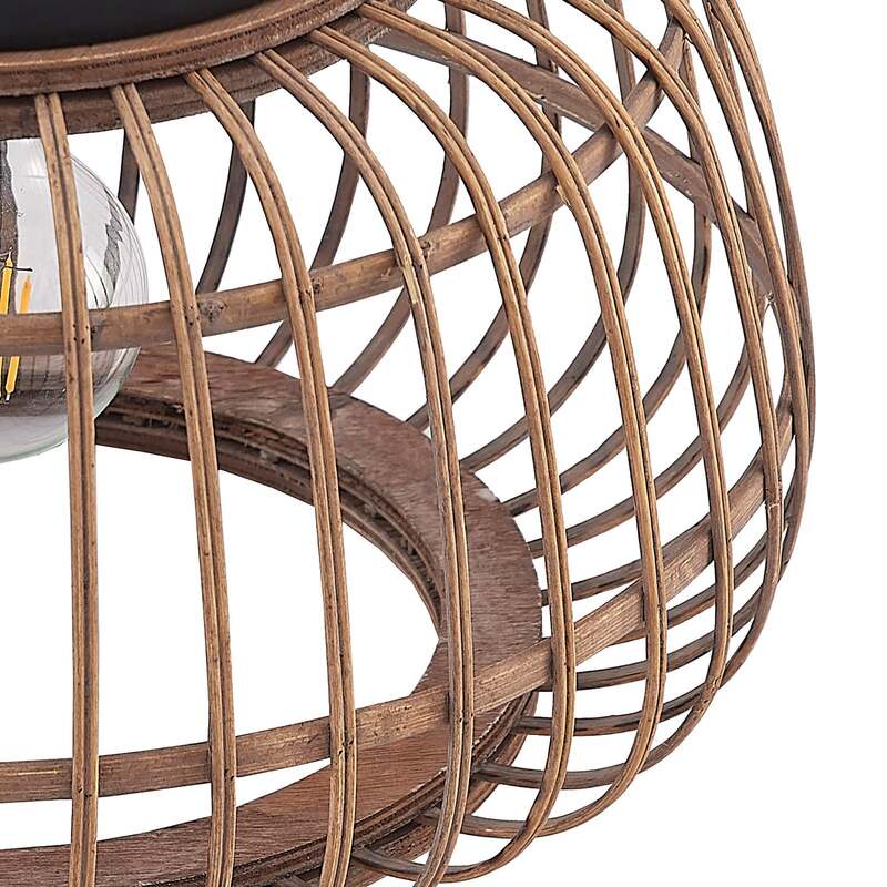 Lindby Deckenleuchte Bominio LED Lampe Rattan schwarz matt Ø40cm dimmbar 24,5cm - 4251911731354