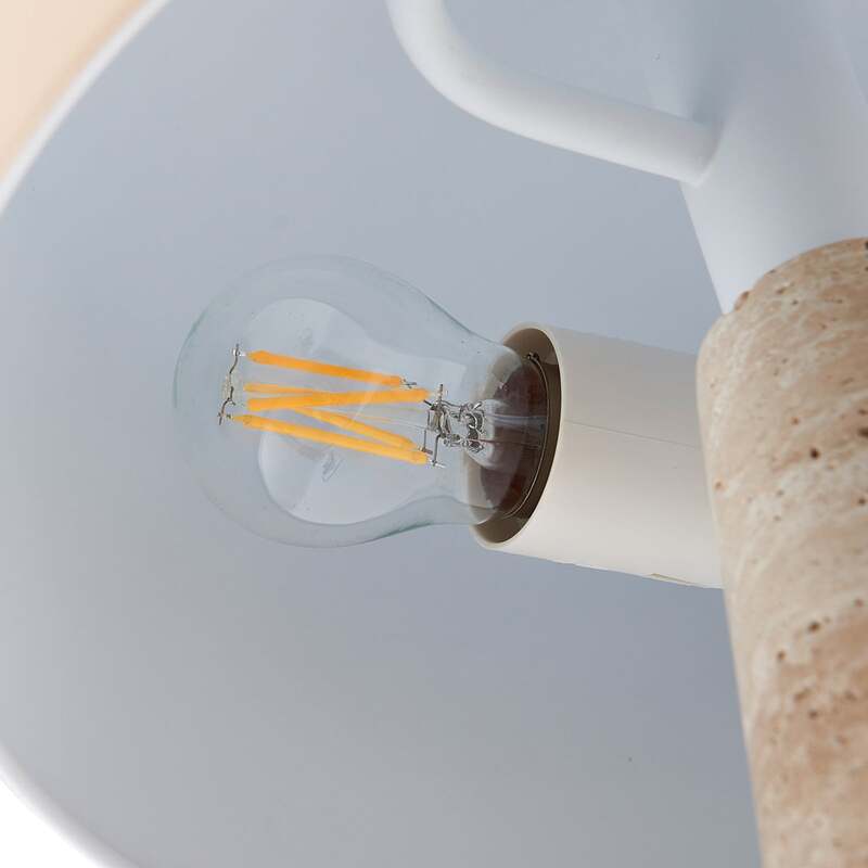 Lindby Tischleuchte Magritt beige Metall Stein 41 cm E27 Schalter am Kabel - 4251911793758