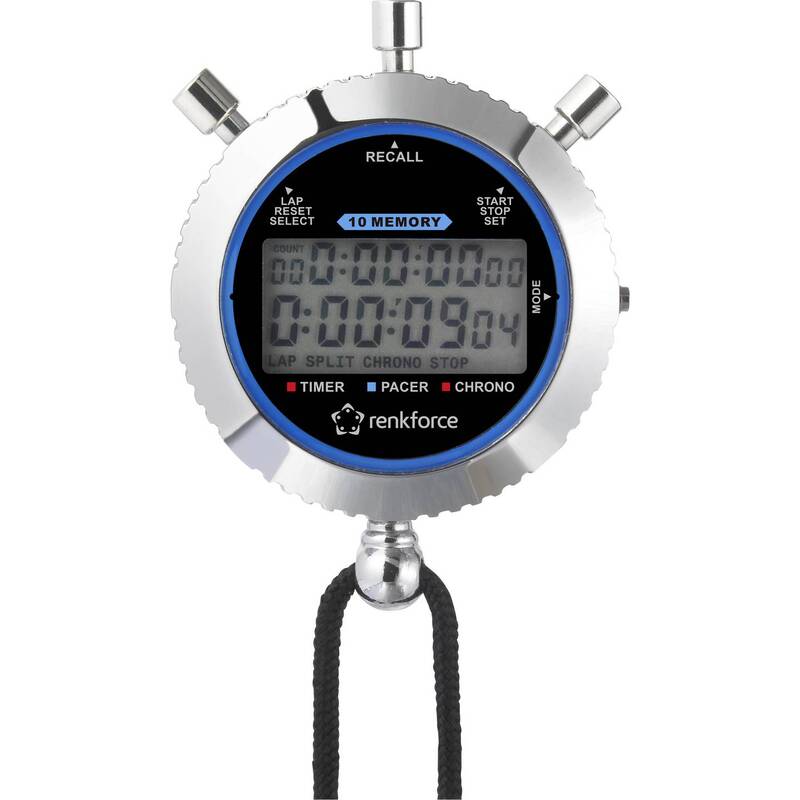 Renkforce Stoppuhr RF-SW-200 digital Zeitmesser Metall präzise 10 Runden Silber - 4064161157368