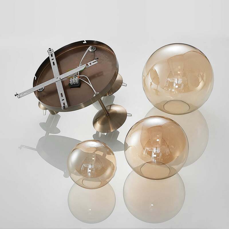 Lindby Deckenleuchte Hängeleuchte Teeja LED Lampe 3-flammig amber Ø47cm - 4251911746037