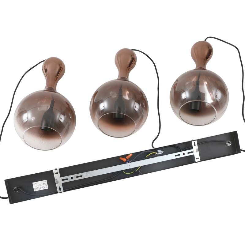 Lucande Hängeleuchte Lyrisa LED Pendelleuchte dimmbar kupfer schwarz 3-flg 22cm - 4251911778298