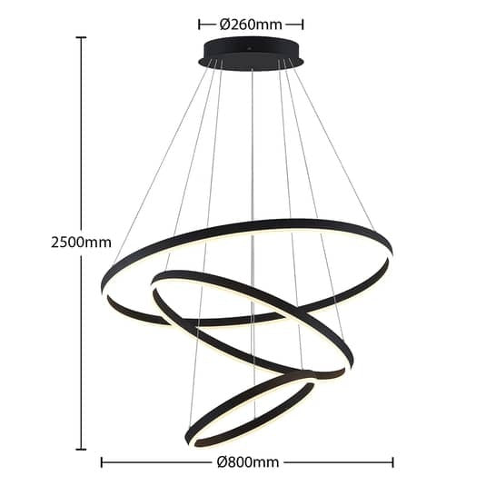 Arcchio LED Hängeleuchte Pendelleuchte Albiona schwarz Ringleuchte 80 cm310 - 4251096597691