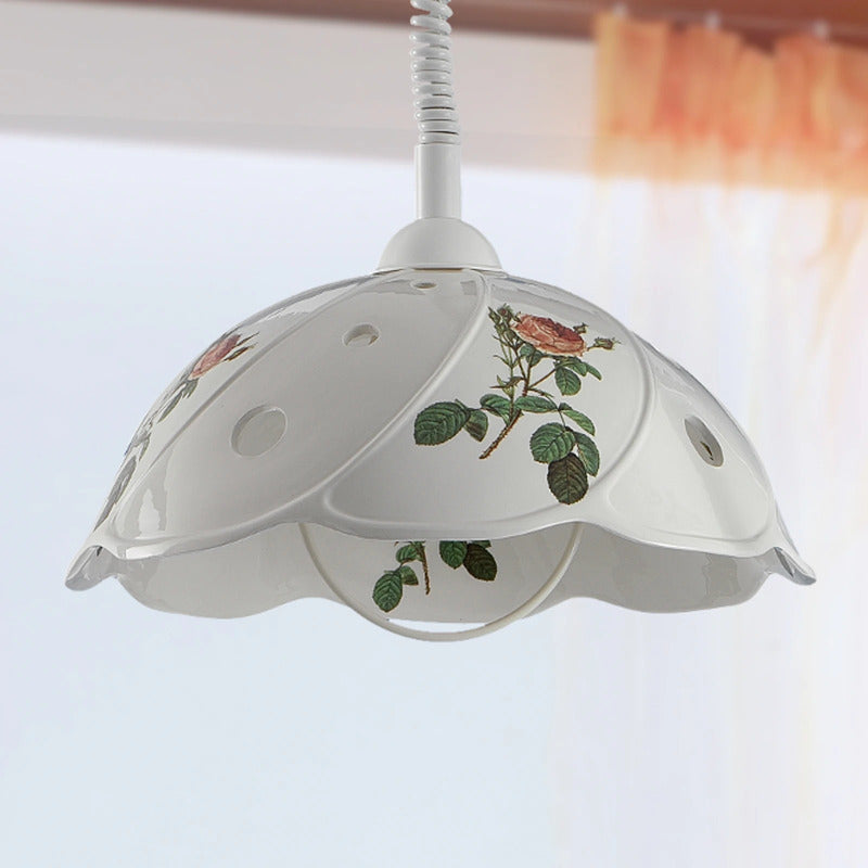 Ceramiche Hängeleuchte Pendelleuchte ROSA Zugpendel weiß rosa Ø 40 cm Keramik - 2013111