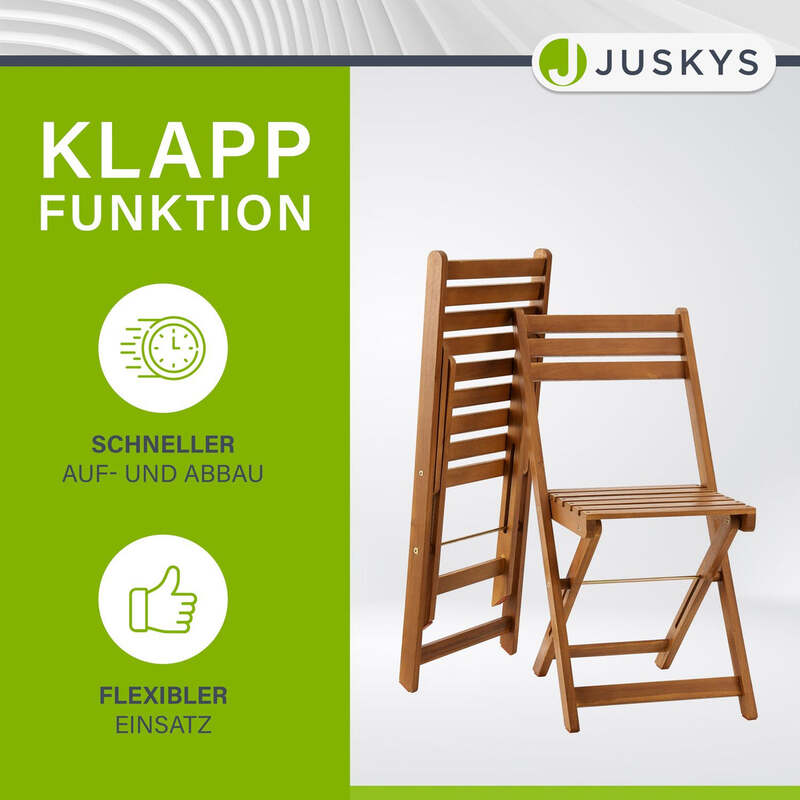 Balkonmöbel Set 3-teilig Akazienholz klappbar platzsparend Tisch Stuhl natur - 4260565529910