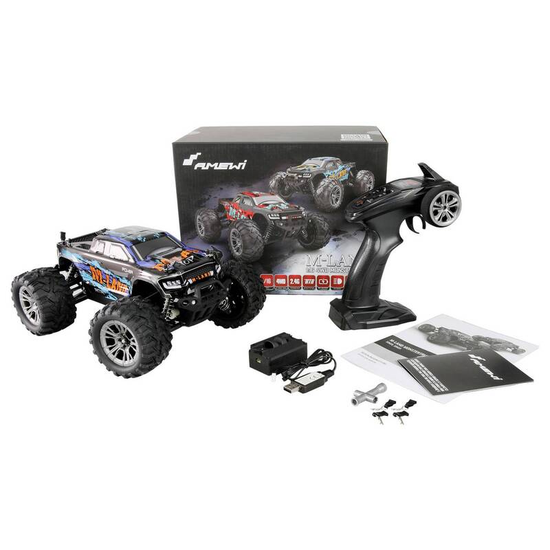 Amewi RC Einsteiger Modellauto M-Land Blau Monstertruck 1:16 4WD 48 km/h RtR - 4260768517301
