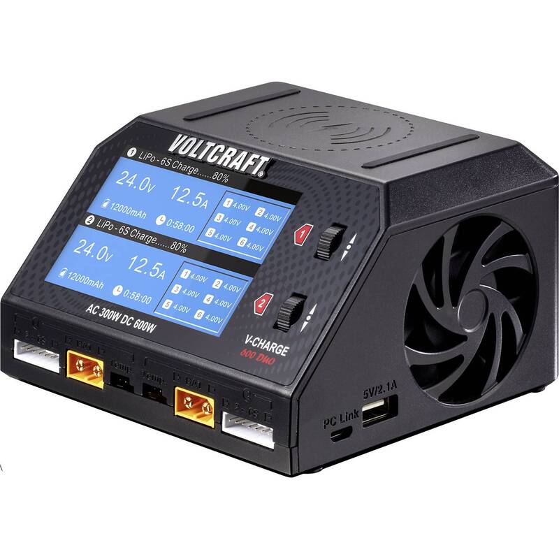 VOLTCRAFT V-Charge 600 DUO Modellbau-Ladegerät 16A LiPo LiHV LiIon LiFePO NiCd - 4053199995356