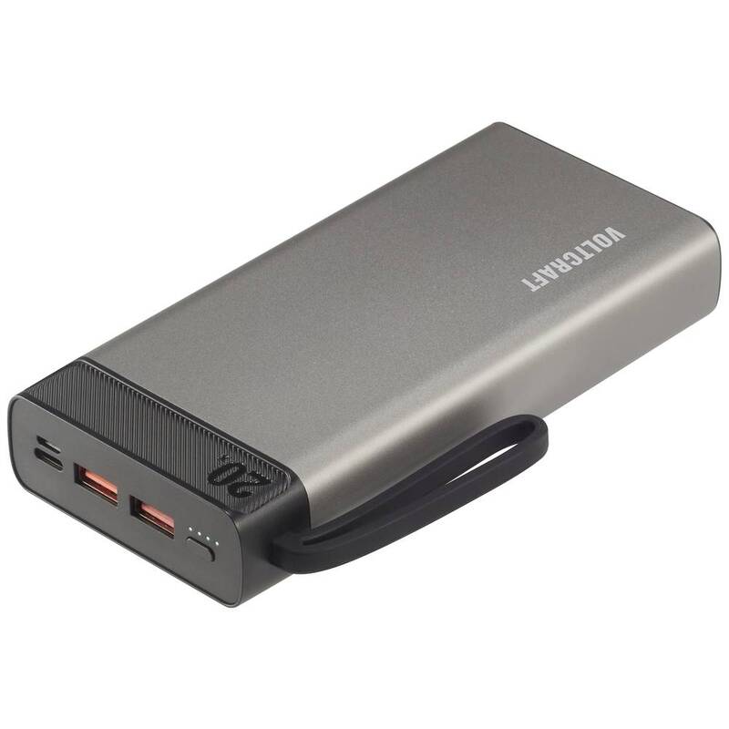 VOLTCRAFT PB-20-PD3.0 Powerbank 20000 mAh Power Delivery 3.0 LiPo Grau-Schwarz - 4064161219240