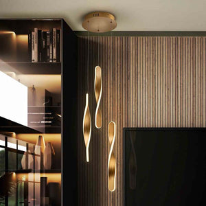 B-Ware LED-Hängeleuchte Twist 3-fl. goldfarben Alu Metall Acryl dimmbar 41 cm Schuller