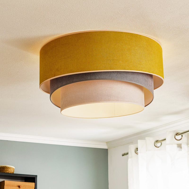 Euluna Deckenlampe Pastell Trio Deko-Deckenlampe E27 Ø 60cm senf grau hellg391 - 5903689184113