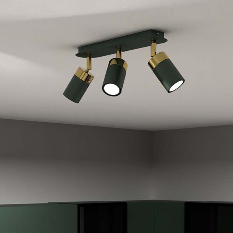 Eko-Light Deckenstrahler Joker LED Strahler dimmbar grün gold 3-flammig 45x6cm - 5902693777199