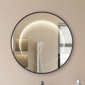 B-Ware Lucande Led Spiegel Infinity Wandspiegel Schwarz Aluminium Ip44 60cm