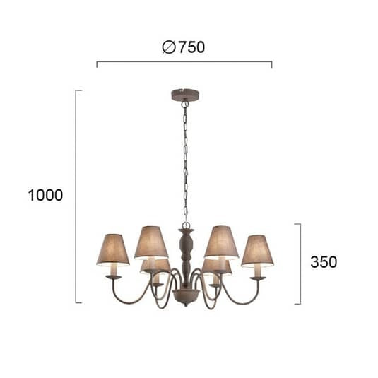 Viokef Kronleuchter Fatima Deckenlampe Hängelampe Lampe grau sechsflammig E140 - 5201769072757