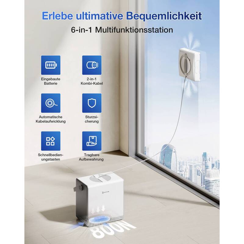 ECOVACS Fensterreinigungsroboter Fensterputzroboter W2 PRO OMNI Weiß Glas - 6970135033836