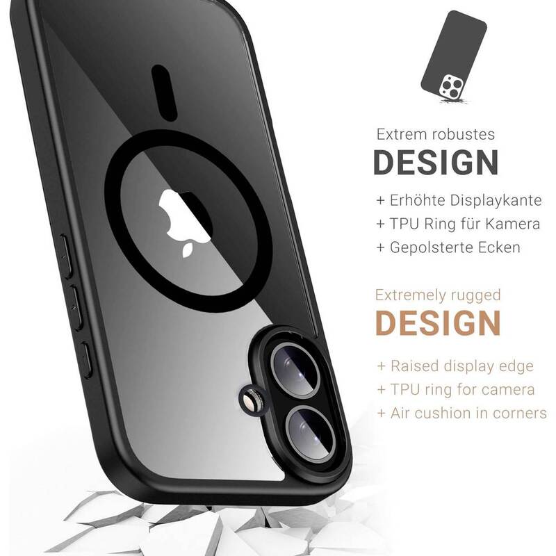 JT Berlin Backcover Hülle Case Apple iPhone 16 Plus Schwarz Transparent MagSafe - 4262386610990