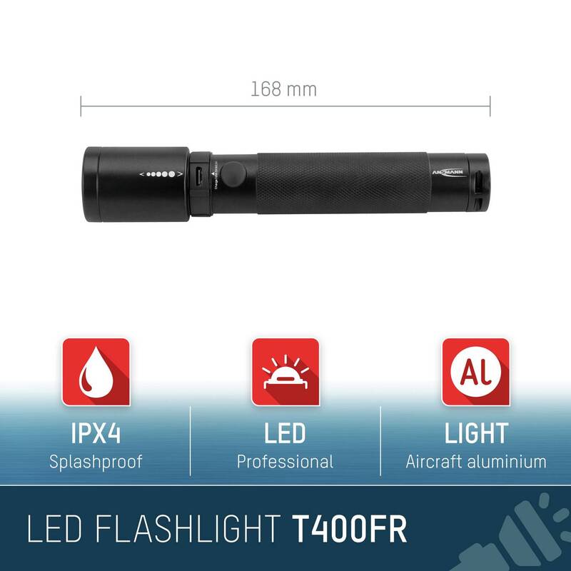 Ansmann Taschenlampe LED 1000lm akkubetrieben Fokussierung schwarz 226g IPX4 - 4013674105977