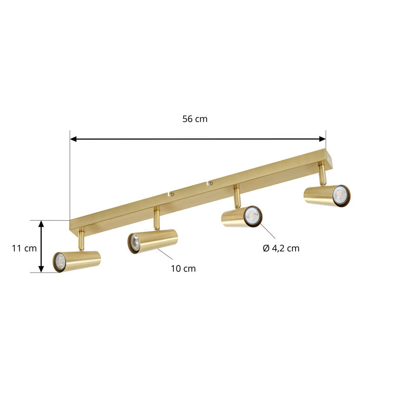 Lindby Deckenstrahler Iluna 4-flg LED Strahler dimmbar messing 59x4,2x11cm - 4255830913945
