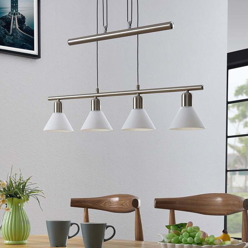 Lindby Pendelleuchte Lampe Leuchte Hängeleuchte Delira LED dimmbar nickel 4-flg - 4251096563023