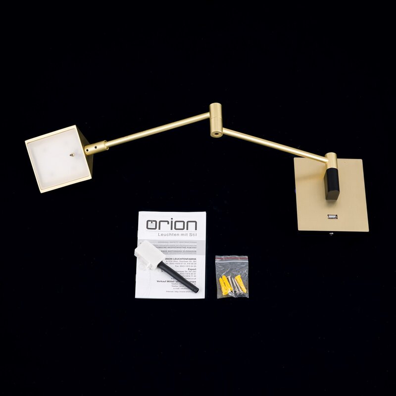 Boston Wandleuchte Wandlampe LED USB Steckdose messing matt schwarz Eisen Tou876 - 9003090275632