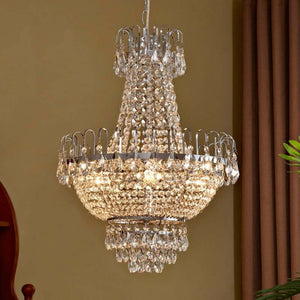 B-Ware Lindby Kronleuchter Casparia LED Hängelampe Kristall dimmbar chromfarben Ø44cm