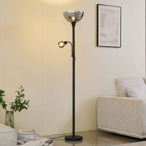 B-Ware Lindby Stehleuchte Nehemia Lampe Leselampe Designer Leuchte schwarz 185cm