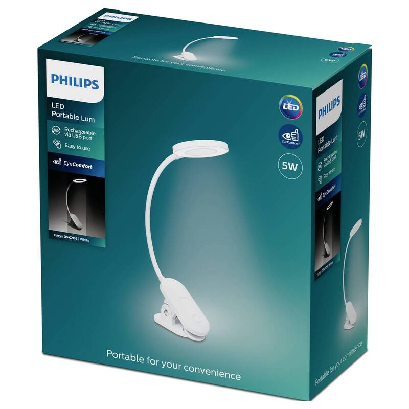 Philips LED Tischlampe DSK206 Akku dimmbar Leuchte 5W Kaltweiß Weiß 362x203mm - 8720169194397