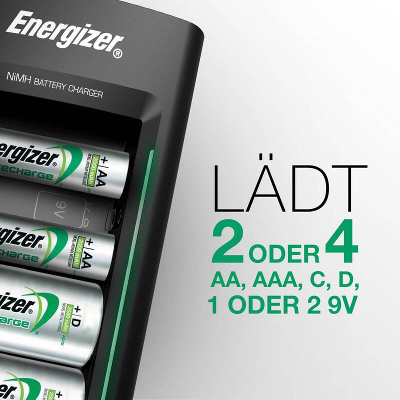 Energizer Rundzellen-Ladegerät NiMH für Micro AAA Mignon AA Baby C Mono D 9V - 7638900423716