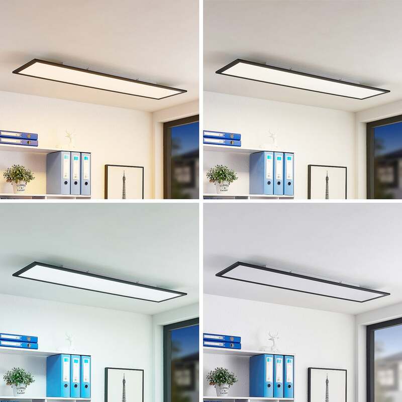 Lindby Panel Deckenleuchte LED Leuchte schwarz Aluminium Kunststoff Fernbedienun - 4251911739404