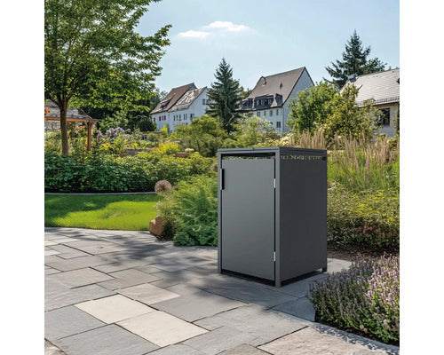 Konsta Mülltonnenbox anthrazit 240l Stahl Gartenbox Abdeckung 68x80x116cm robust - 4306516693559