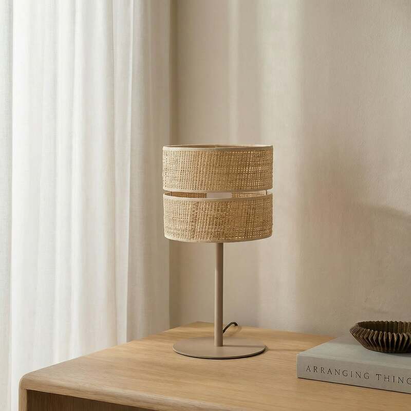 TK-Lighting Tischleuchte Lampe Calma LED Tischlampe beige 38cm E27 Leuchte - 5906135161782