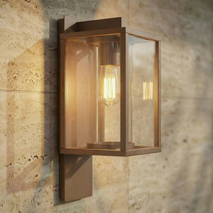 B-Ware Lucande Außenwandleuchte Ferda hängend braun IP44 Aluminium Glas 16x38cm