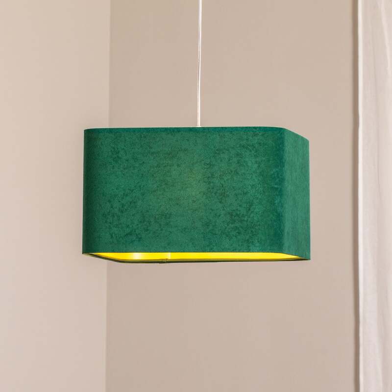 Hängeleuchte Kwadro LED Pendelleuchte dimmbar grün gold 40x40cm Velourstoff - 5906742034738