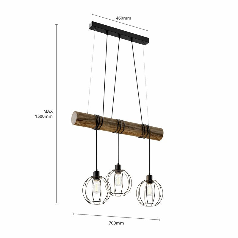 Euluna Hängeleuchte Karou Deckenlampe Pendelleuchte Lampe Leuchte Holz 3-flm E27 - 5905840217265