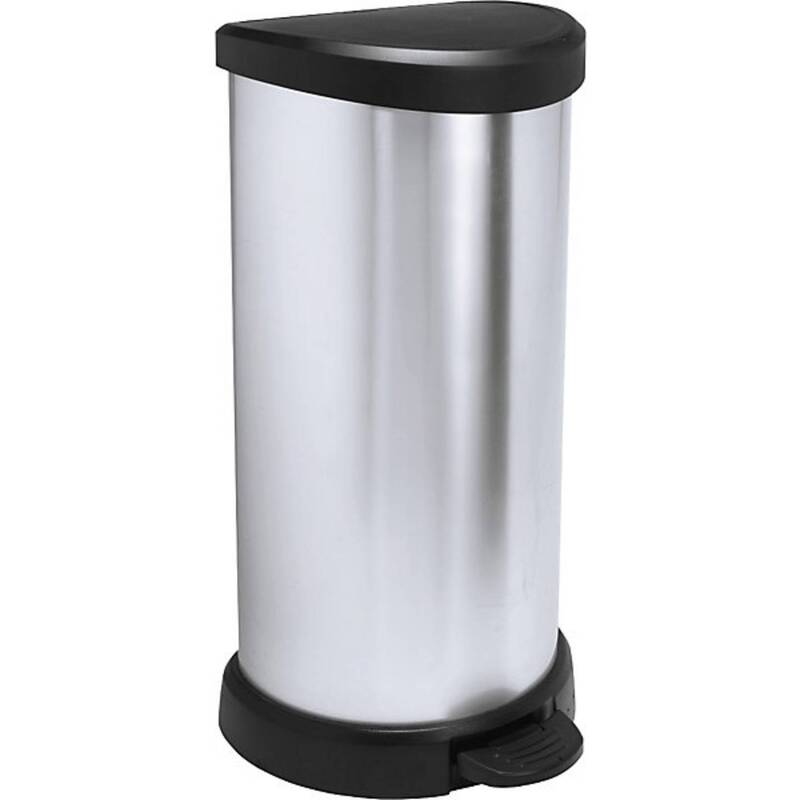 Kaiserkraft Tretmülleimer Mülleimer DECOBIN silber 40l hygienisch halbrund - 3253922150002