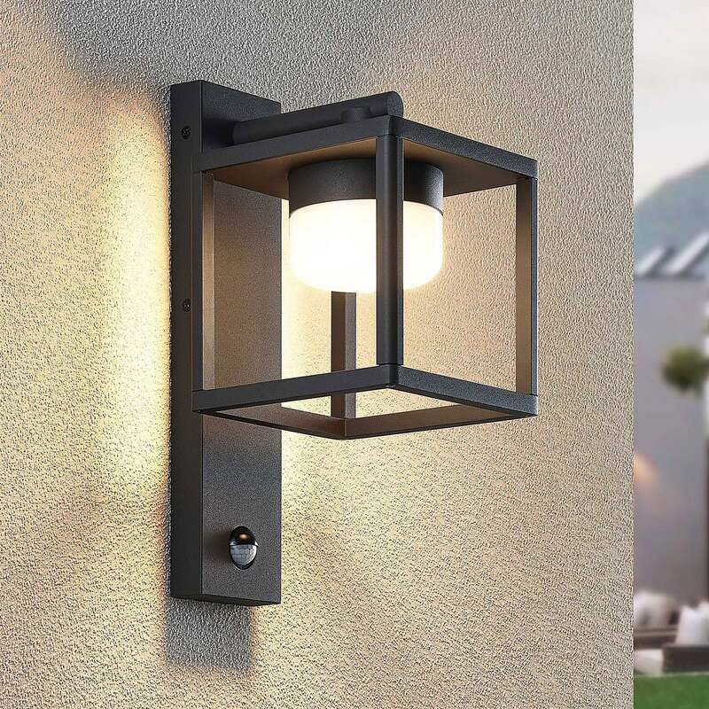 Lucande Außenwandleuchte Timio Downlight mit Bewegungsmelder IP44 dunkelgrau - 4251911735864