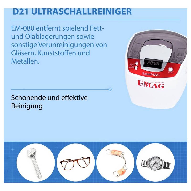 Emag Ultraschallreiniger Heizung 2l Edelstahlwanne schonende Reinigung Schmuck - 4040513601130