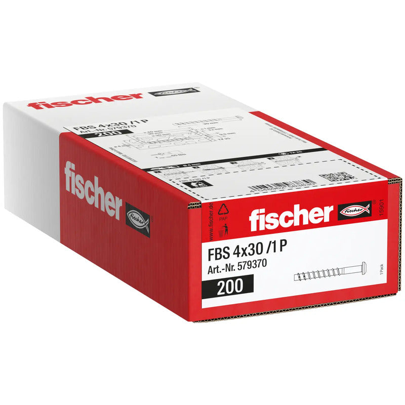 Fischer Betonschraube 30mm TX galvanisch verzinkt 200 Stück Schraube Befestigung - 4048962583830