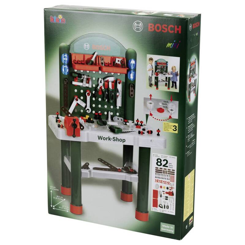 Theo Klein Bosch Werkbank Kinderwerkbank mit 82-teiligem Zubehör für Kinder ab - 4009847087102