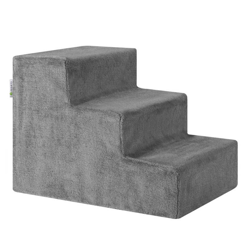 Haustiertreppe Timmy 3 Stufen Treppe für Haustiere weich gepolstert stabil Grau - 4260565527862