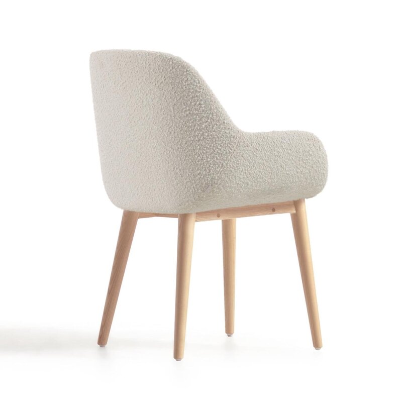 Kave Home Esszimmerstuhl Sessel Stuhl Weiß Bouclé Eschenholz SIEHE TEXT/FOTO670 - 8433840706825
